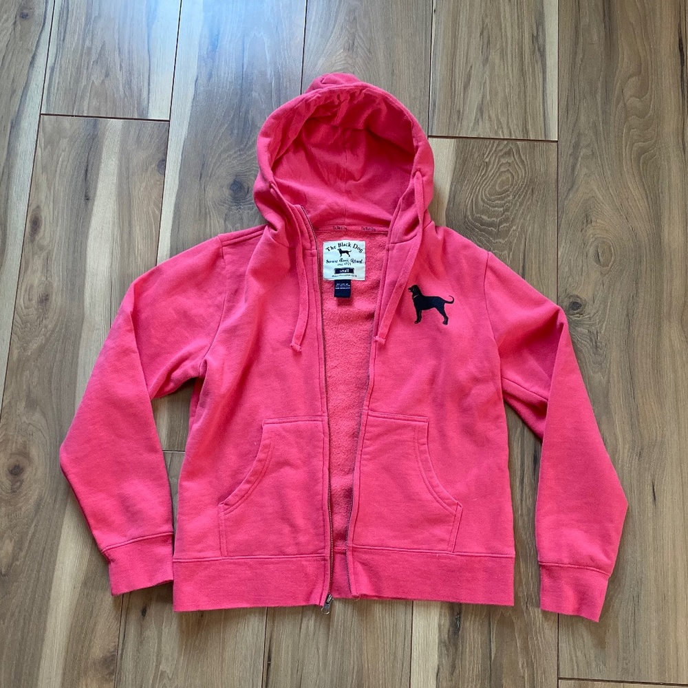 Women’s coral the black dog zip up sweatshirt